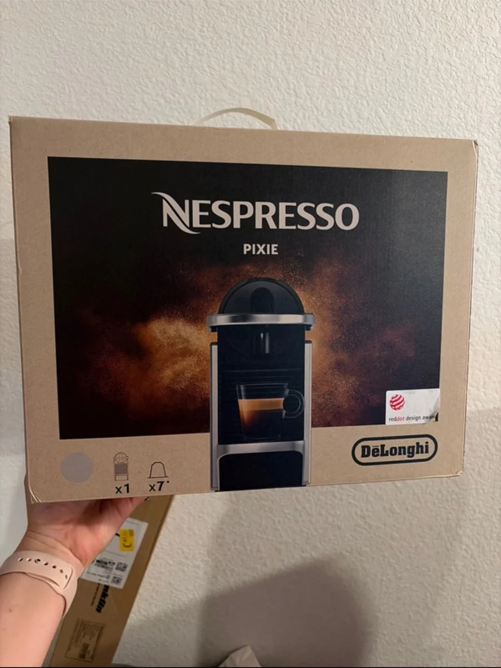 Nespresso Pixie Coffee Machine Box in Tan and Black